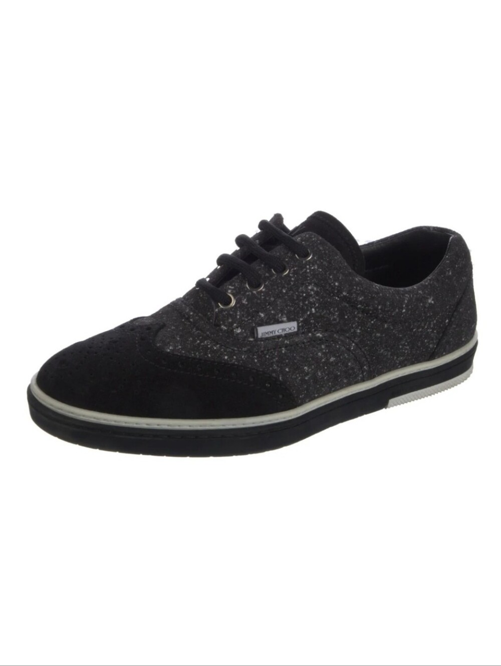 Jimmy Choo Dark Academia Business Casual Canvas Wingtip Black Gray Designer 10.5